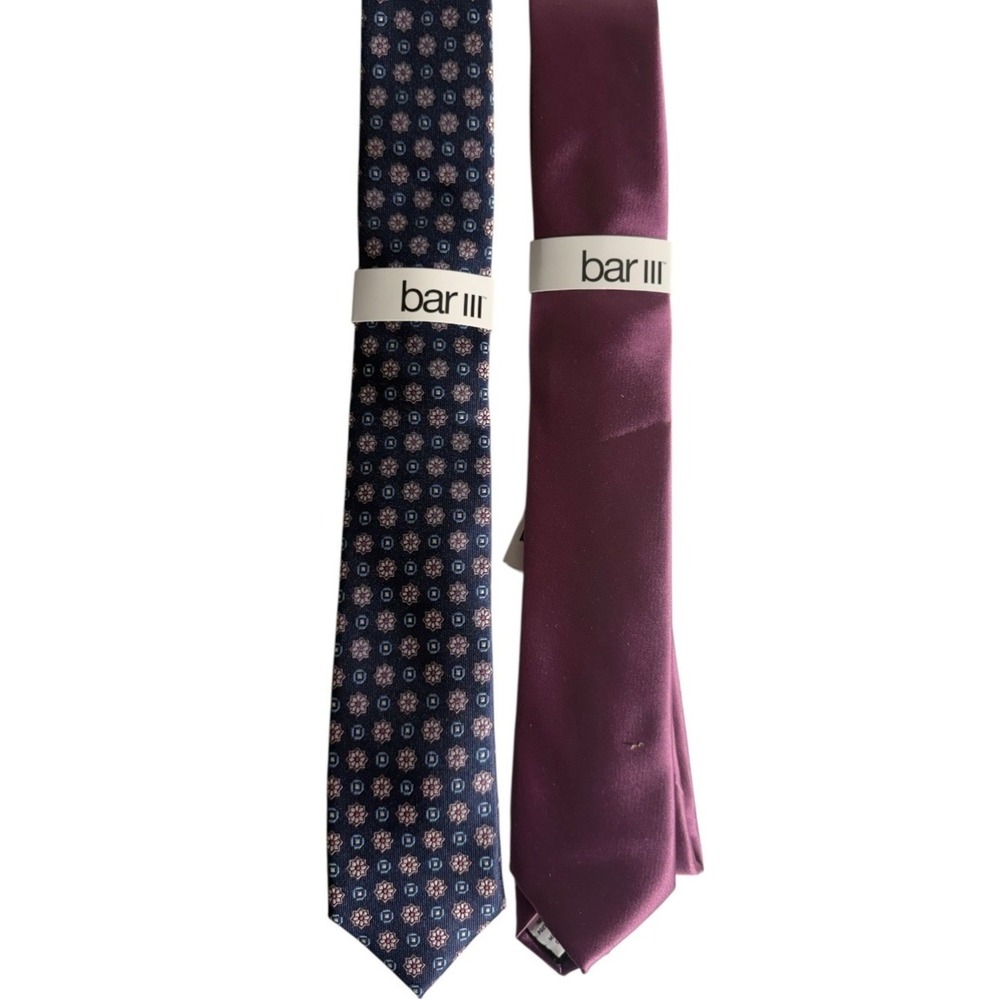 Bar III Tie Men's Neck Tie Blue Floral ,Red  Print 3" x 60" NEW lot of 2